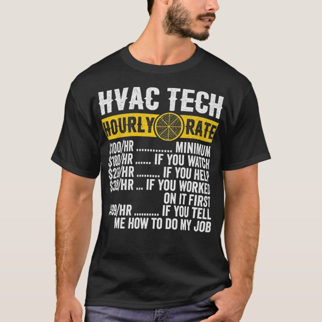 Camiseta Gracioso Vintage HVAC Technician Appartal tarifa p (Anverso)
