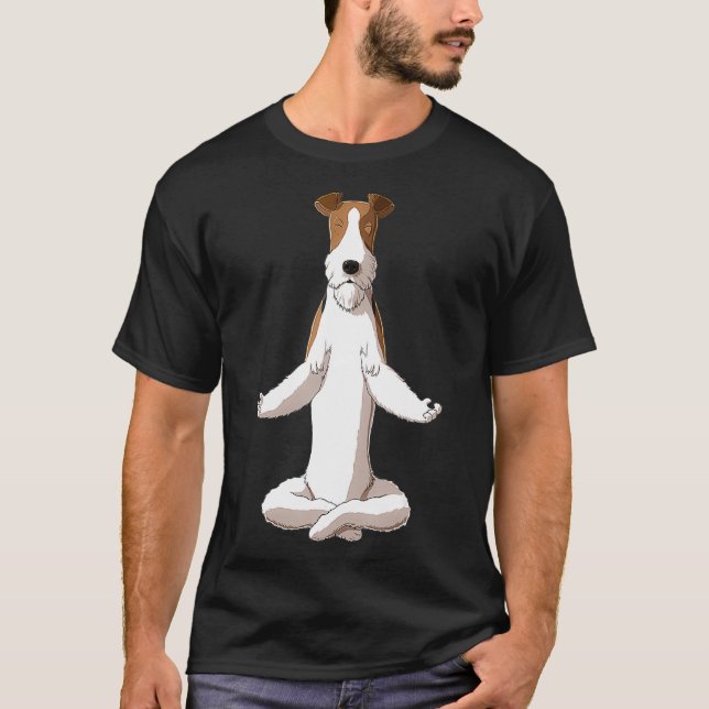Camiseta Gracioso Wire De Perro De Yoga Para Terrier  (Anverso)