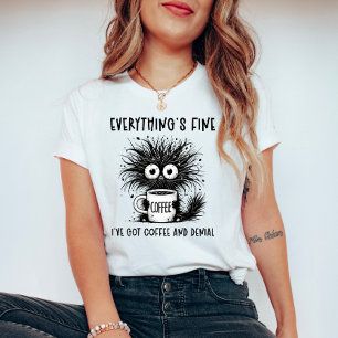 Camiseta Gracioso y ansioso café gato todo está bien