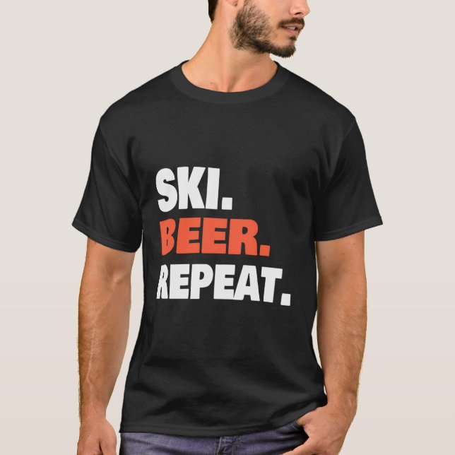 Camiseta Gracioso y divertido Guay Fun Ski Ski Skier Beer L (Anverso)