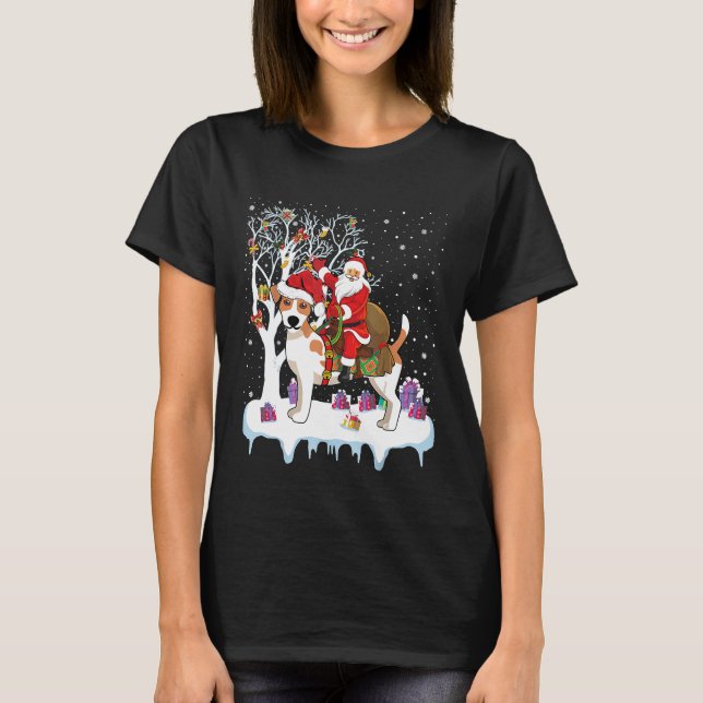 Camiseta Gracioso y feo paseo en Santa Riding Jack Russell  (Anverso)