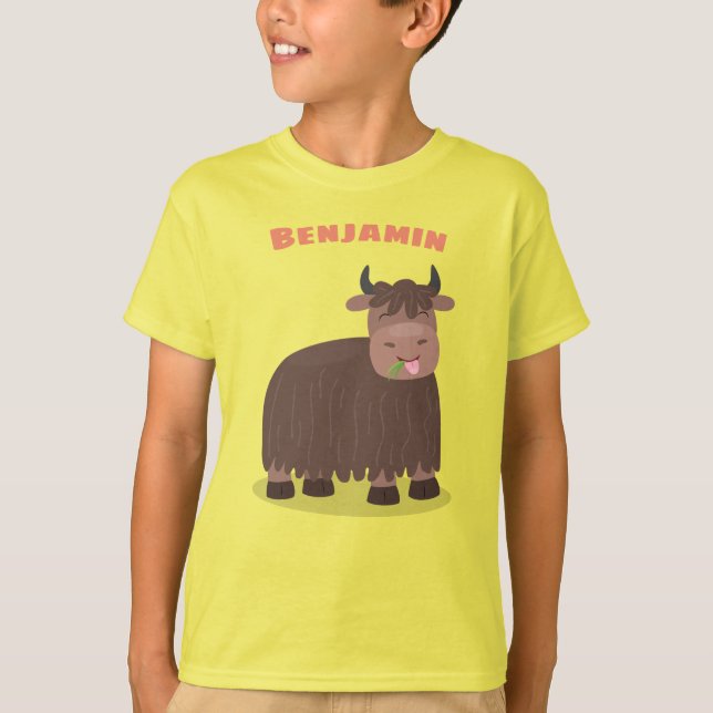 Camiseta Gracioso yak feliz comiendo hierba personalizado i (Anverso)