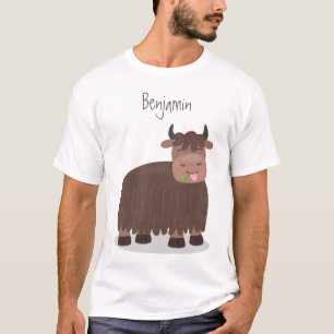 Camiseta Gracioso yak feliz comiendo hierba personalizado i