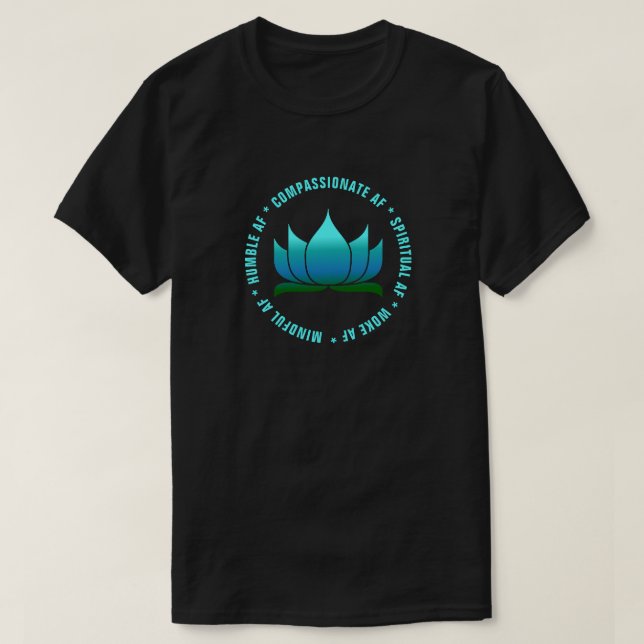 Camiseta Gracioso Yoga "AF" Blue Ombre Lotus (Diseño del anverso)