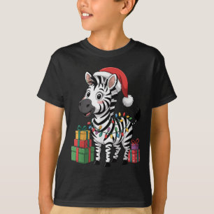 Camiseta Gracioso Zebra Santa Hat Animales Amantes de la Fe