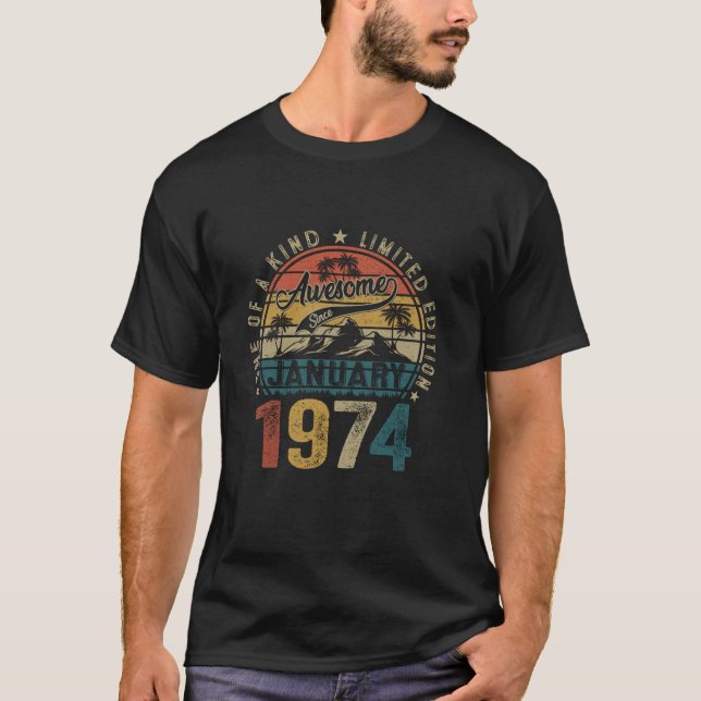 Camiseta Graciosos 50 años Enero 1974 Regalos de época 50 a (Anverso)