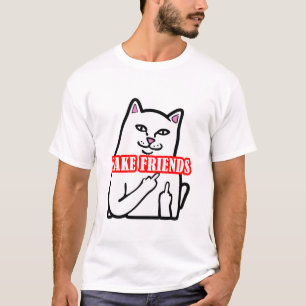 Camiseta Graciosos amigos falsos del dedo medio del gato