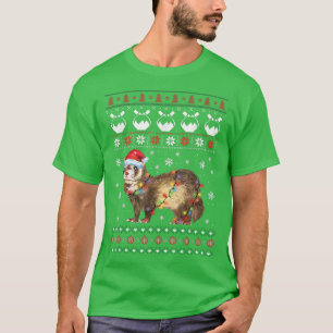 Camiseta Graciosos Ferrets Navidades suéteres fea iluminan 