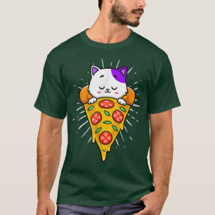 Camiseta Graciosos Gatos Cute Comen Pizza Kawaii Anime Japo