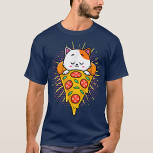 Camiseta Graciosos Gatos Cute Comen Pizza Kawaii Anime Japo