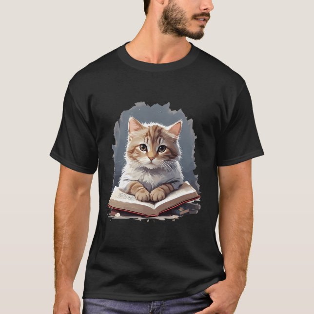 Camiseta Graciosos Gatos Leyendo Un Libro Gráfico Gato Gato (Anverso)