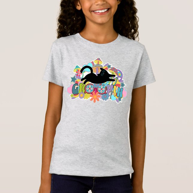 Camiseta Graciosos hongos retro Groovin Flores Gato negro (Anverso)