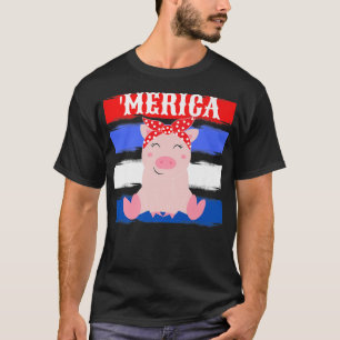 Camiseta Graciosos lechones Piggy Pig USA, Festividades de 