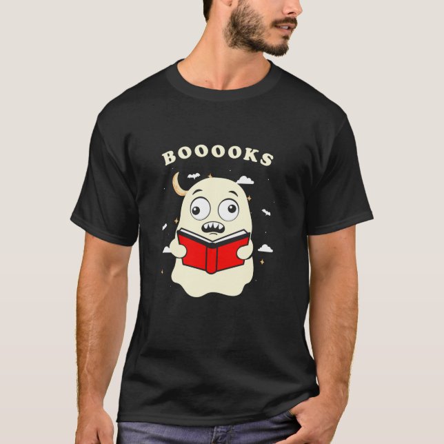 Camiseta Graciosos libros de Halloween albergan libro de le (Anverso)