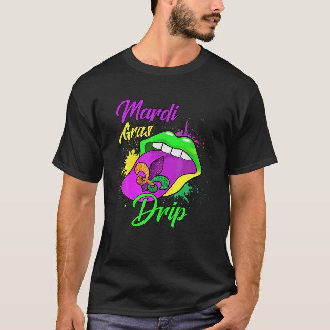 Camiseta Graciosos Lips Mardi Gras Perforación Hombres Muje (Anverso)