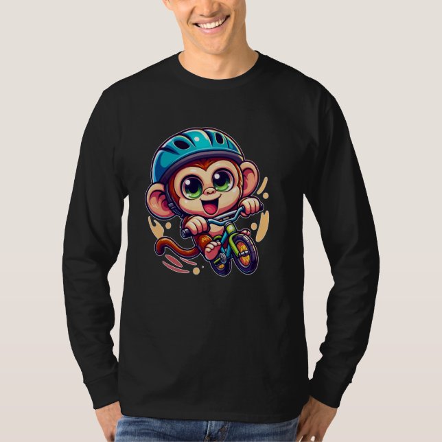 Camiseta Graciosos monos viajando en bicicleta Chicas niños (Anverso)