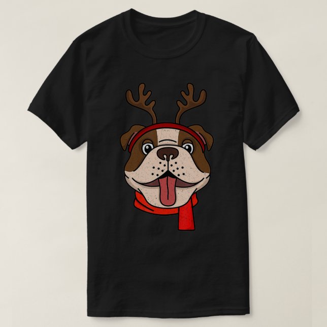 Camiseta Graciosos Navidades de Bulldog ingleses renos Antl (Diseño del anverso)
