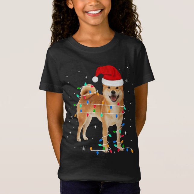 Camiseta Graciosos Navidades Inu de Shiba con regalos liger (Anverso)