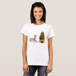 Camiseta Graciosos Navidades italianos de Greyhound con árb