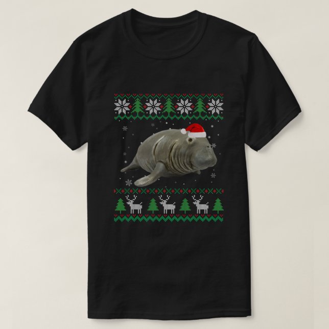 Camiseta Graciosos Navidades suéteres animales Santa Manate (Diseño del anverso)