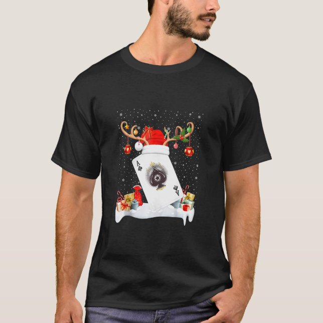 Camiseta Graciosos navideños iluminando renos Santa Hat Pok (Anverso)