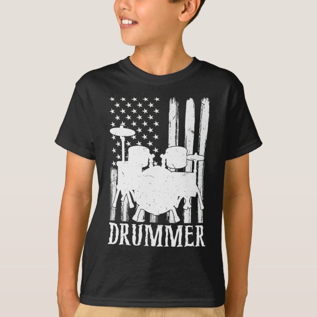Camiseta Graciosos niños de arte Drummer (Anverso)