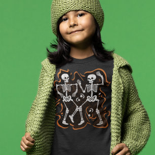 Camiseta Graciosos niños de Halloween bailando esqueleto