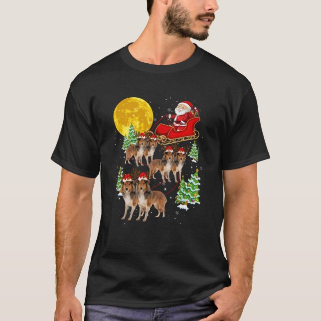 Camiseta Graciosos Perros Sheltie De Renos Con Noches De Sa (Anverso)