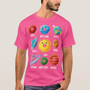 Camiseta Graciosos Planetas Donut Sistema Solar Niños Astro