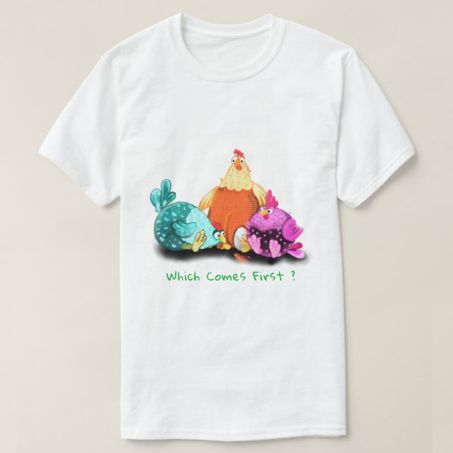Camiseta Graciosos Pollos Esperando Que El Huevo Coja - Tu  (Diseño del anverso)