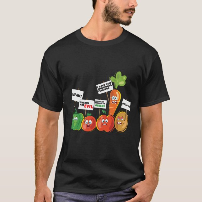 Camiseta Graciosos protestantes de verduras a favor de la c (Anverso)