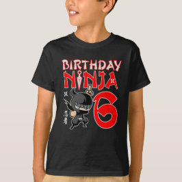 Camiseta Graciosos regalos de 6 años de Ninja para niños