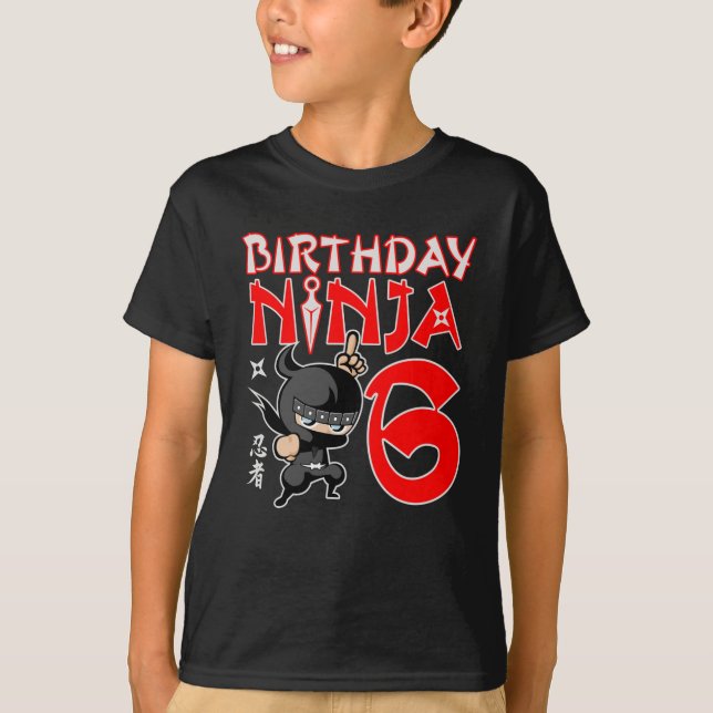 Camiseta Graciosos regalos de 6 años de Ninja para niños (Anverso)