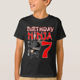 Camiseta Graciosos regalos de 7 años de Ninja para los niño