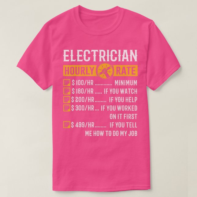 Camiseta Graciosos Regalos ElectricistasTarifa Horaria De E (Diseño del anverso)