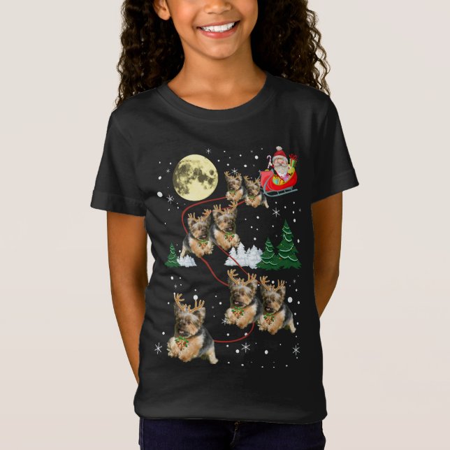 Camiseta Graciosos renos Yorkie Navidades de navidad amante (Anverso)