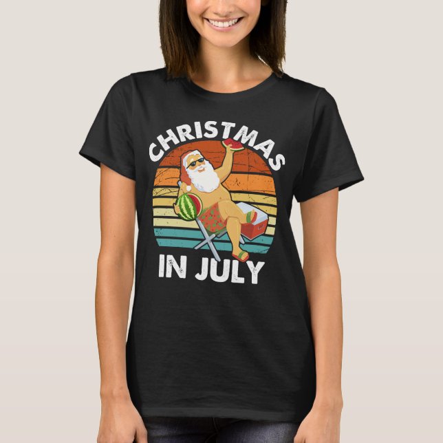 Camiseta Graciosos Santa Navidades en julio, verano retro (Anverso)