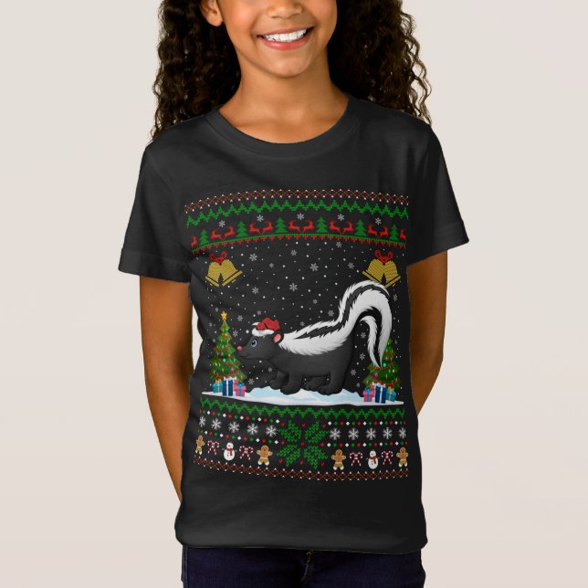 Camiseta Graciosos Skunes Navidad Regalo Santa Hat Desaliño (Anverso)