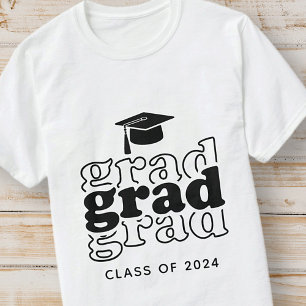 Camiseta Grad Clase de 20XX Graduación moderna en blanco y 