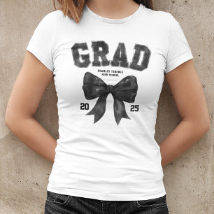 Camiseta Grad Class of 2025 Black Bow Graduation Year