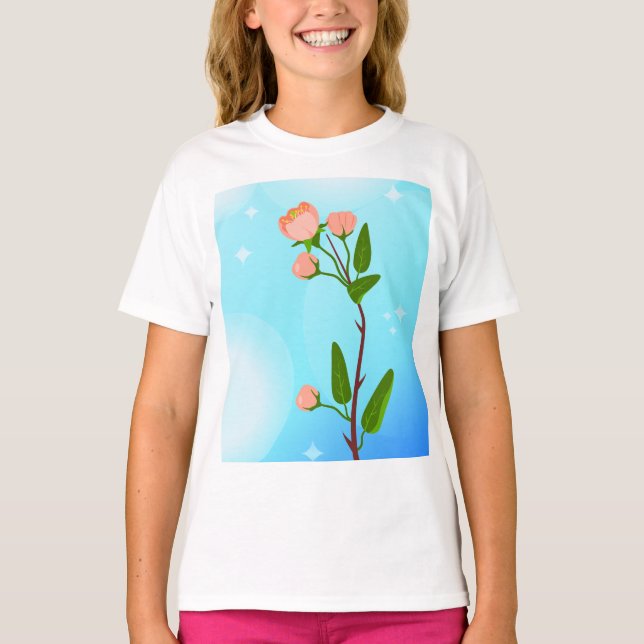 Camiseta Gradiente azul del cielo con rama de primavera flo (Anverso)