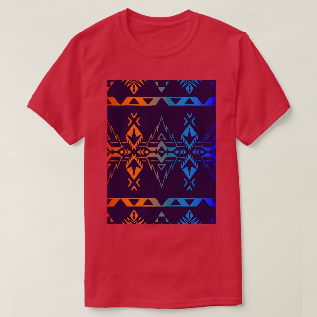 Camiseta Gradiente azul rojo gradiente nativo Geo Print V4 (Diseño del anverso)
