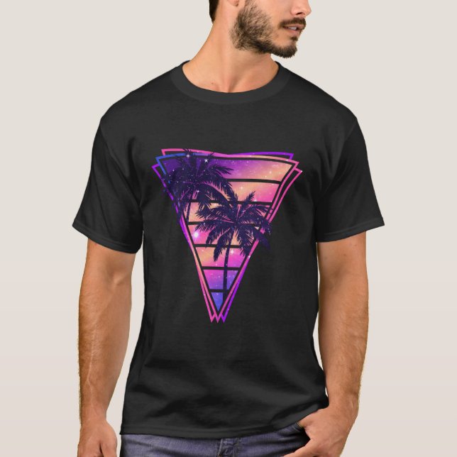 Camiseta Gradiente de árboles de palmas triangulares de ond (Anverso)