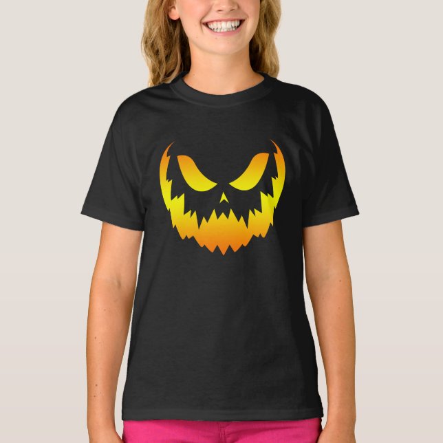 Camiseta Gradiente de cara de calabaza Jack O Lantern (Anverso)