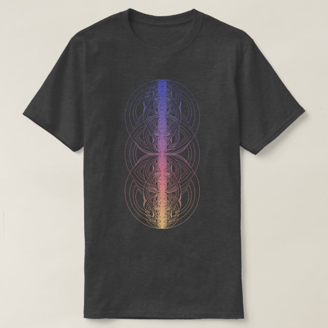 Camiseta Gradiente de dimensiones de círculo fractal (Diseño del anverso)