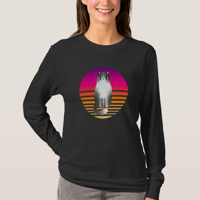 Camiseta Gradiente de gradiente de Naranja púrpura retro ra (Anverso)