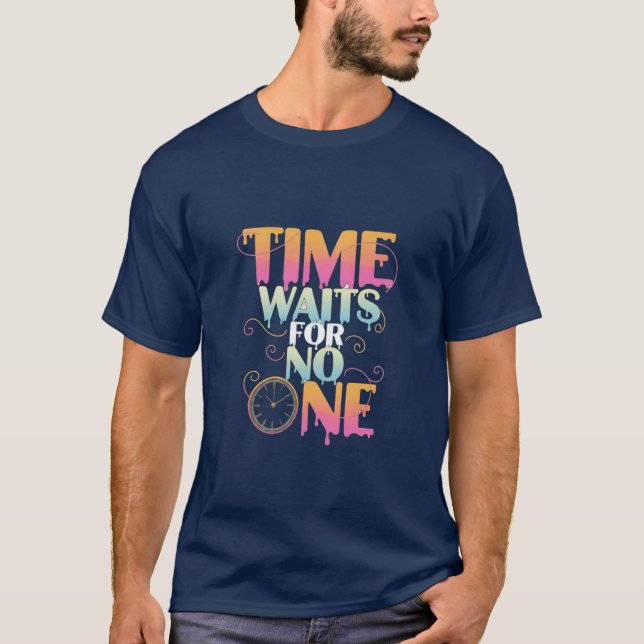 Camiseta Gradiente de reloj derretido 'El tiempo no espera  (Anverso)