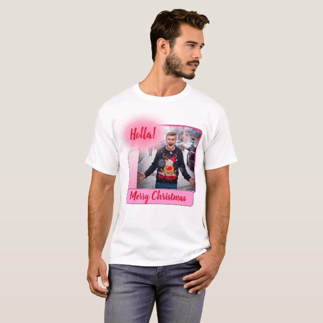 Camiseta Gradiente navideño moderno Añadir texto de foto (Anverso completo)