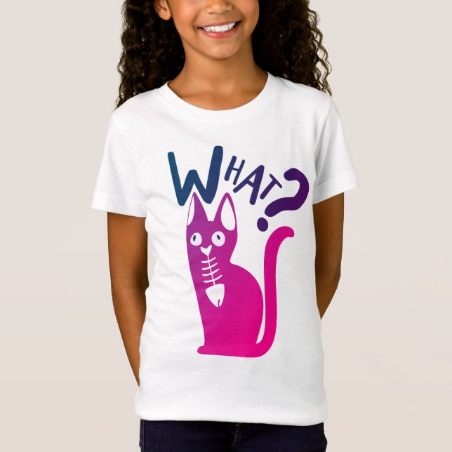 Camiseta Gradiente rojo rosado mínimo de Chiste de gato div (Anverso)
