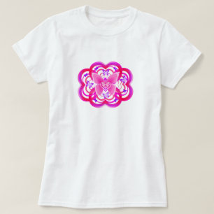 Camiseta Gradiente Rosa&Púrpura Corazón Forma Patrón Abstra